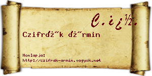 Czifrák Ármin névjegykártya